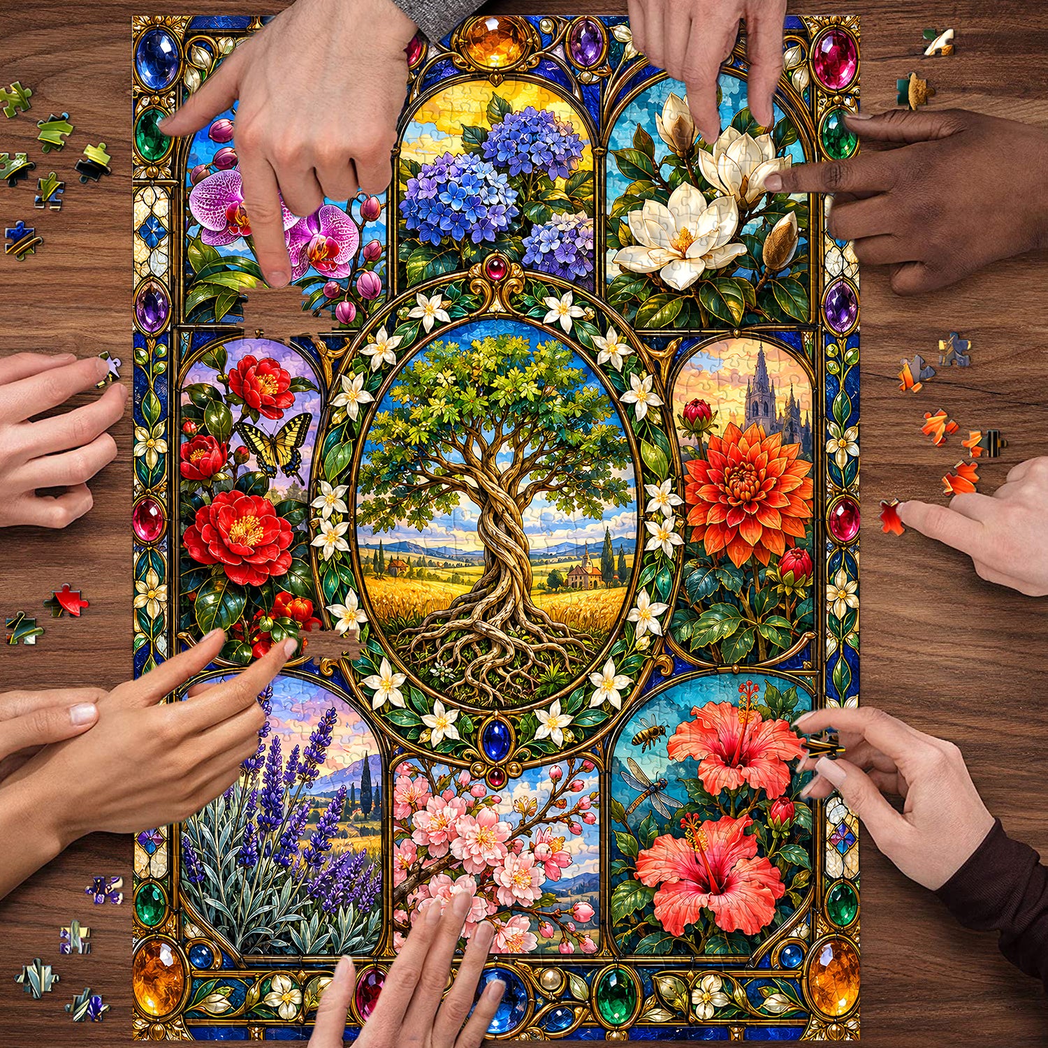 Stained Glass Bloom Jigsaw Puzzle 1000 Pieces