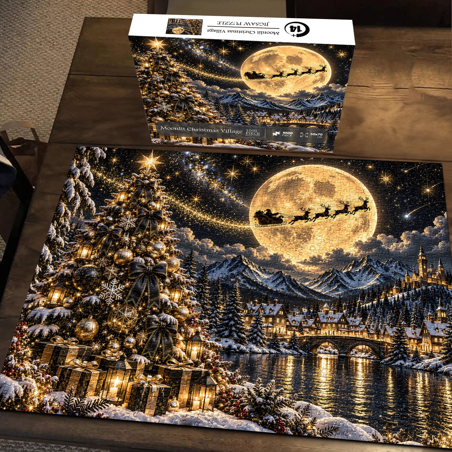 Moonlit Christmas Village Jigsaw Puzzle 1000 Piece