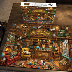 Vintage Cat Library Jigsaw Puzzle 1000 Piece