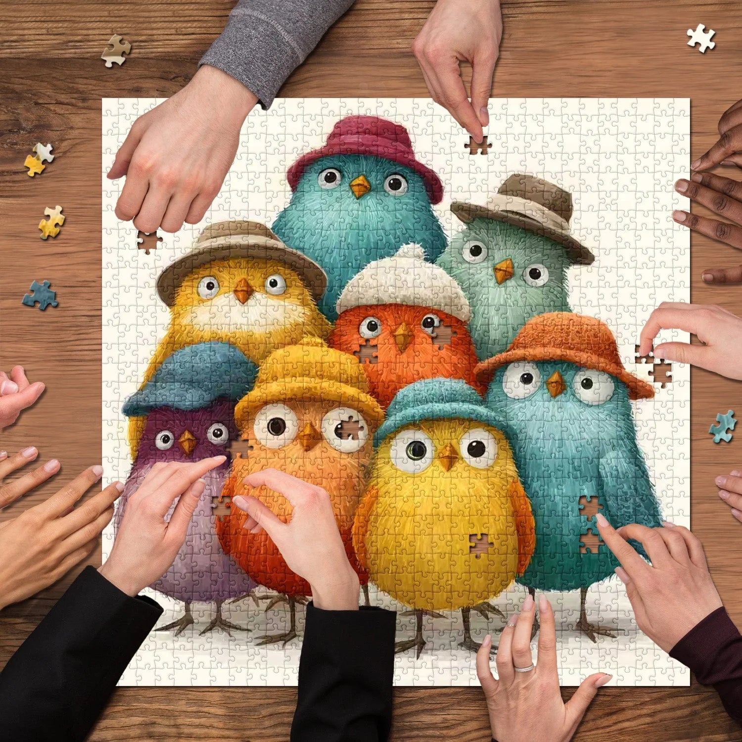 Funny Hat Birds Jigsaw Puzzle 1000 Pieces