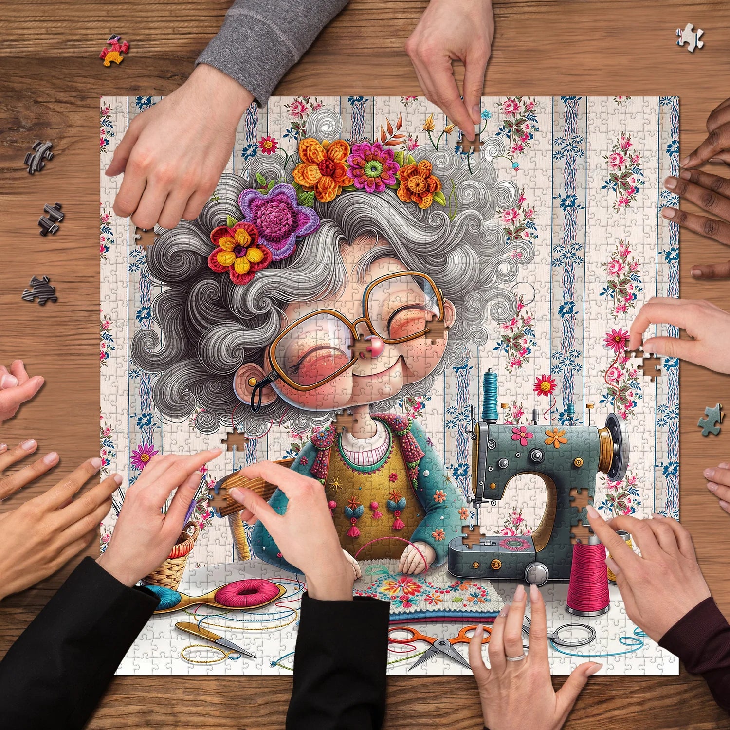 Sewing Grandma Jigsaw Puzzle 1000 Pieces