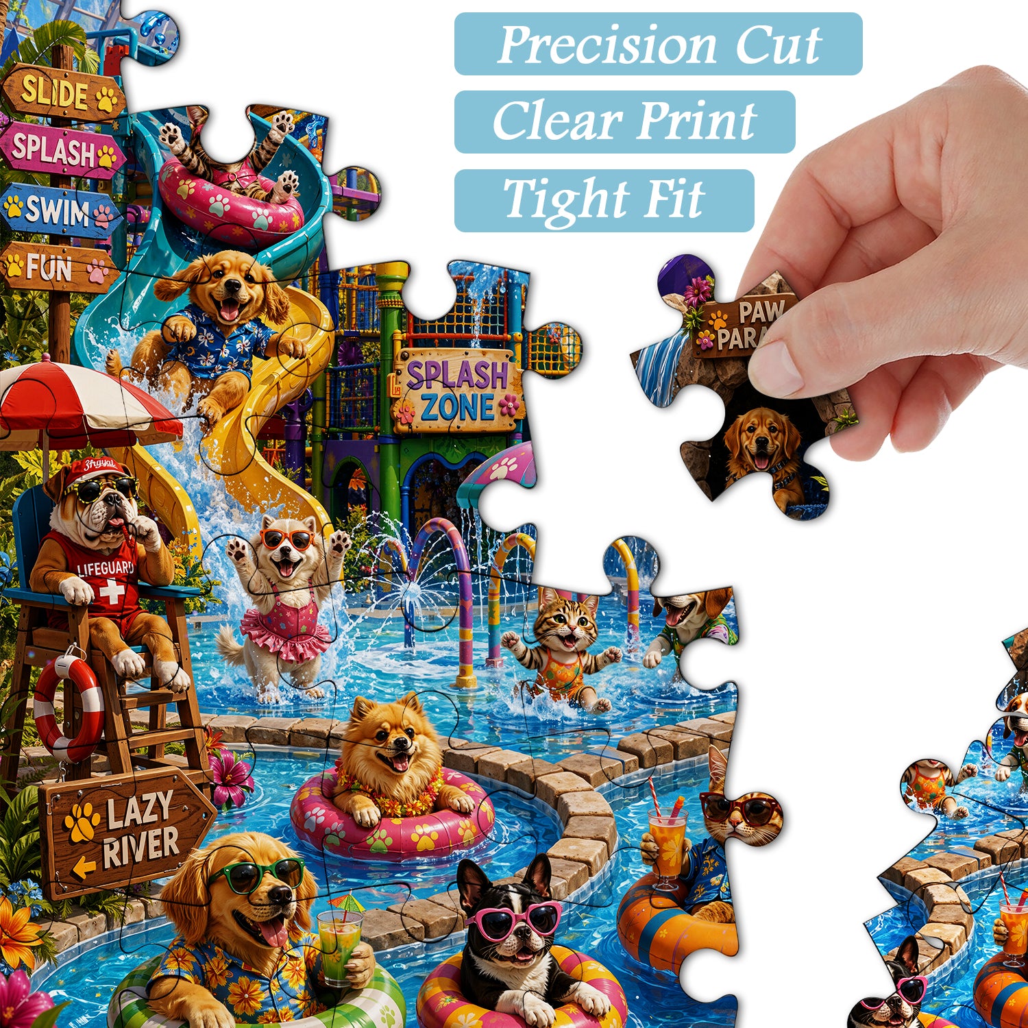 Cute Pet Water Park Jigsaw Puzzle 1000 Piece