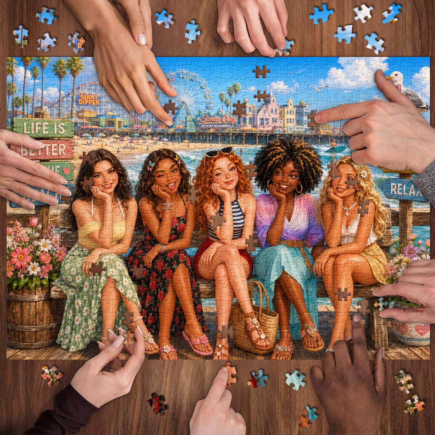Girls' Coastal Getaway Jigsaw Puzzle 1000 Piece
