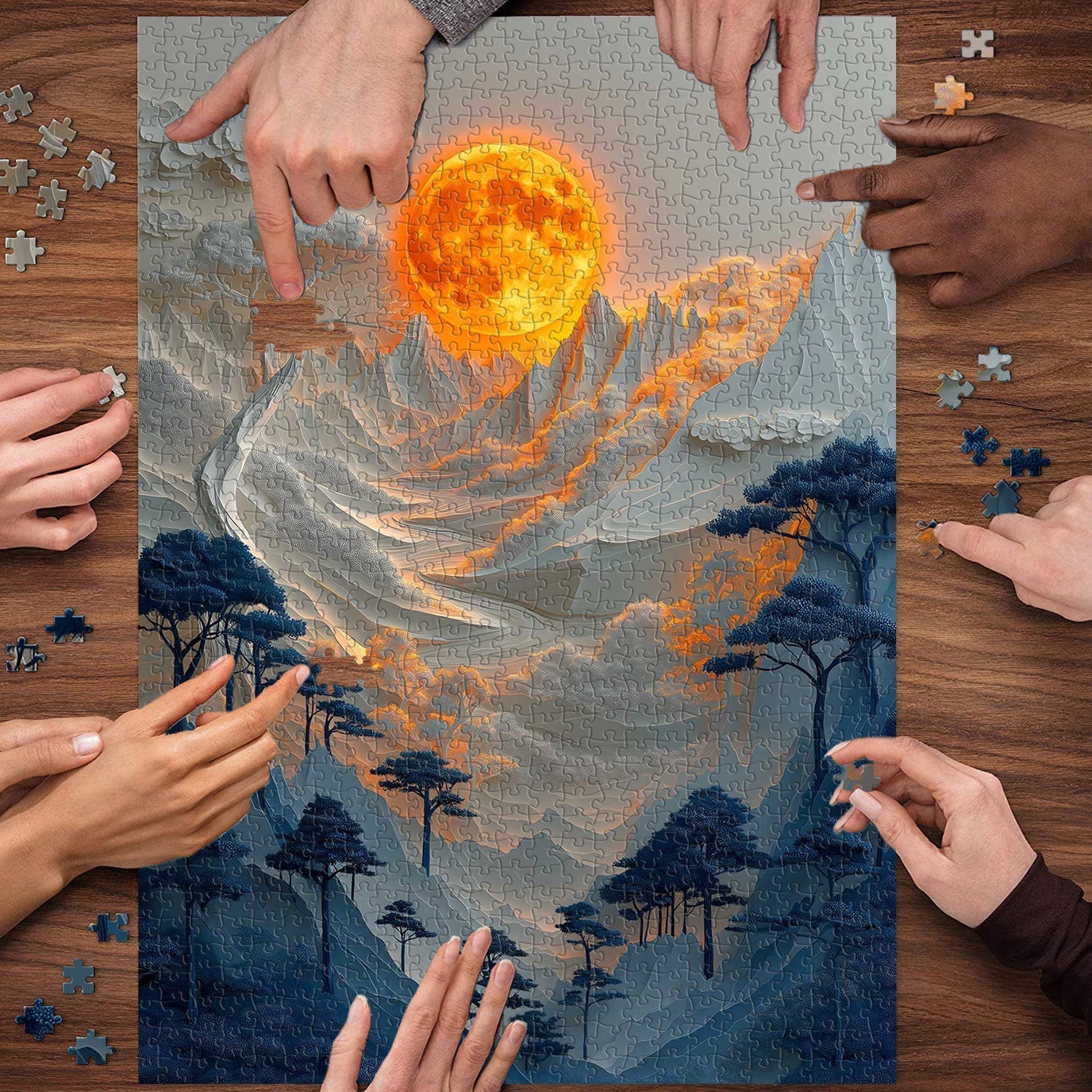 Moonlit Mountains Jigsaw Puzzle 1000 Pieces