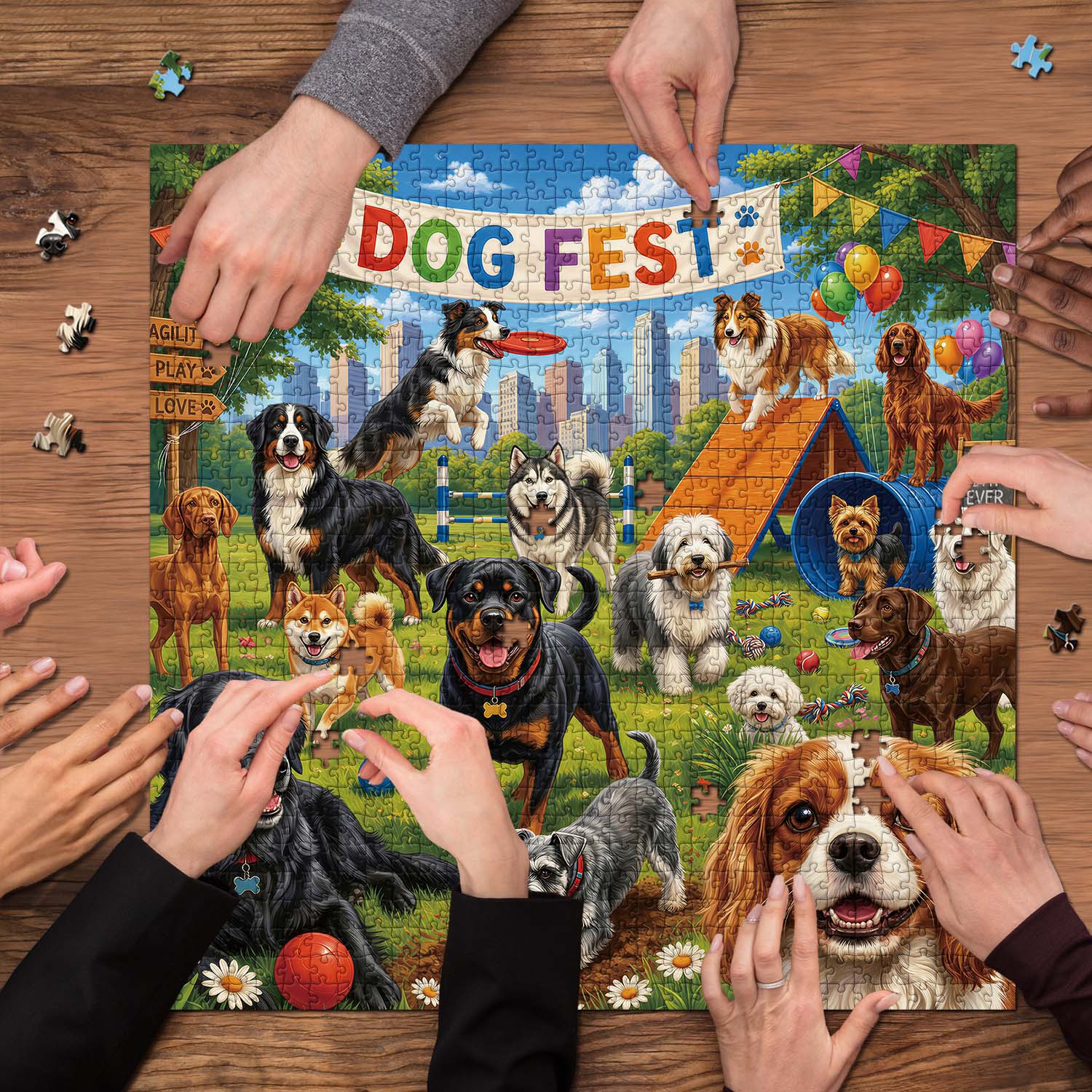 Playful Dogs Jigsaw Puzzle 1000 Pieces