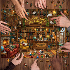 Vintage Cat Library Jigsaw Puzzle 1000 Piece