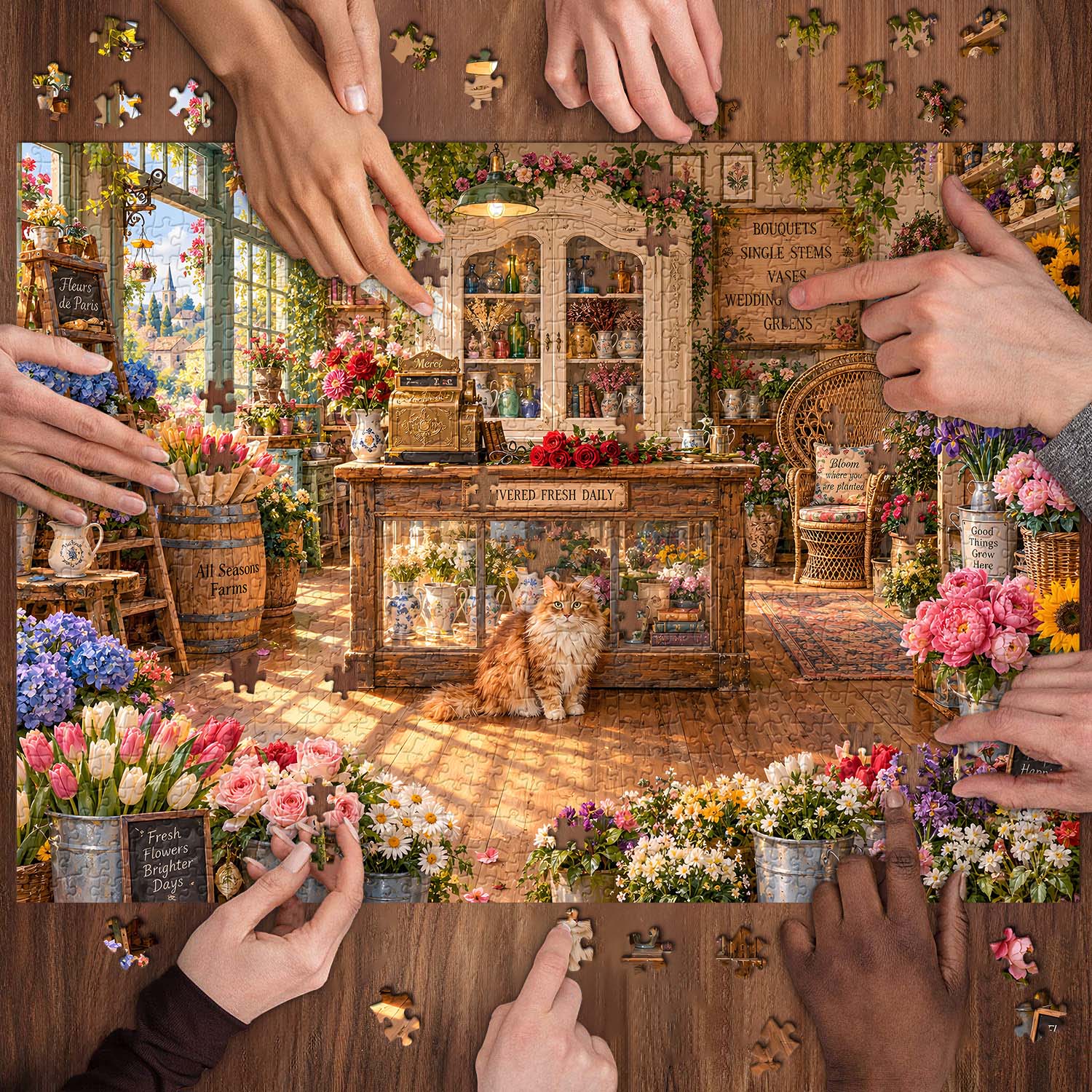 Retro Flower Cottage Jigsaw Puzzle 1000 Piece