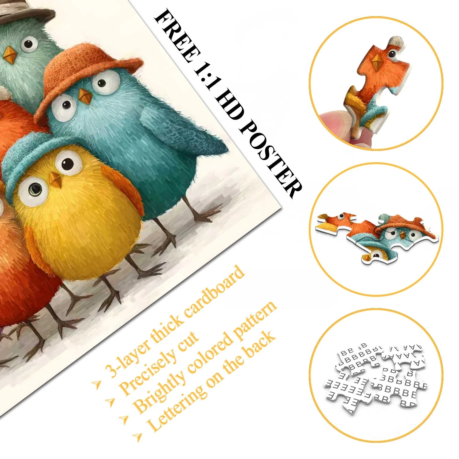 Funny Hat Birds Jigsaw Puzzle 1000 Pieces