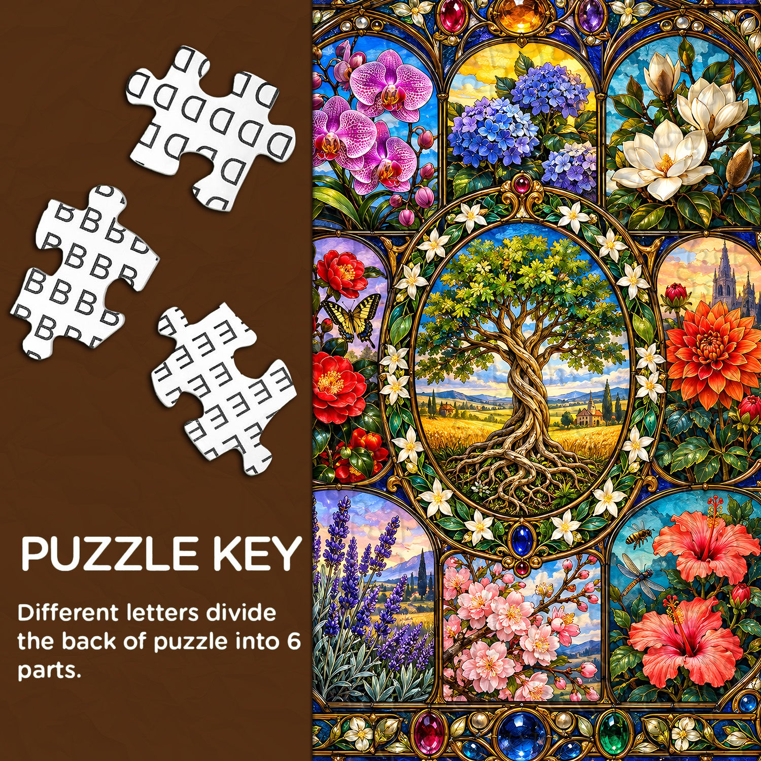 Stained Glass Bloom Jigsaw Puzzle 1000 Pieces