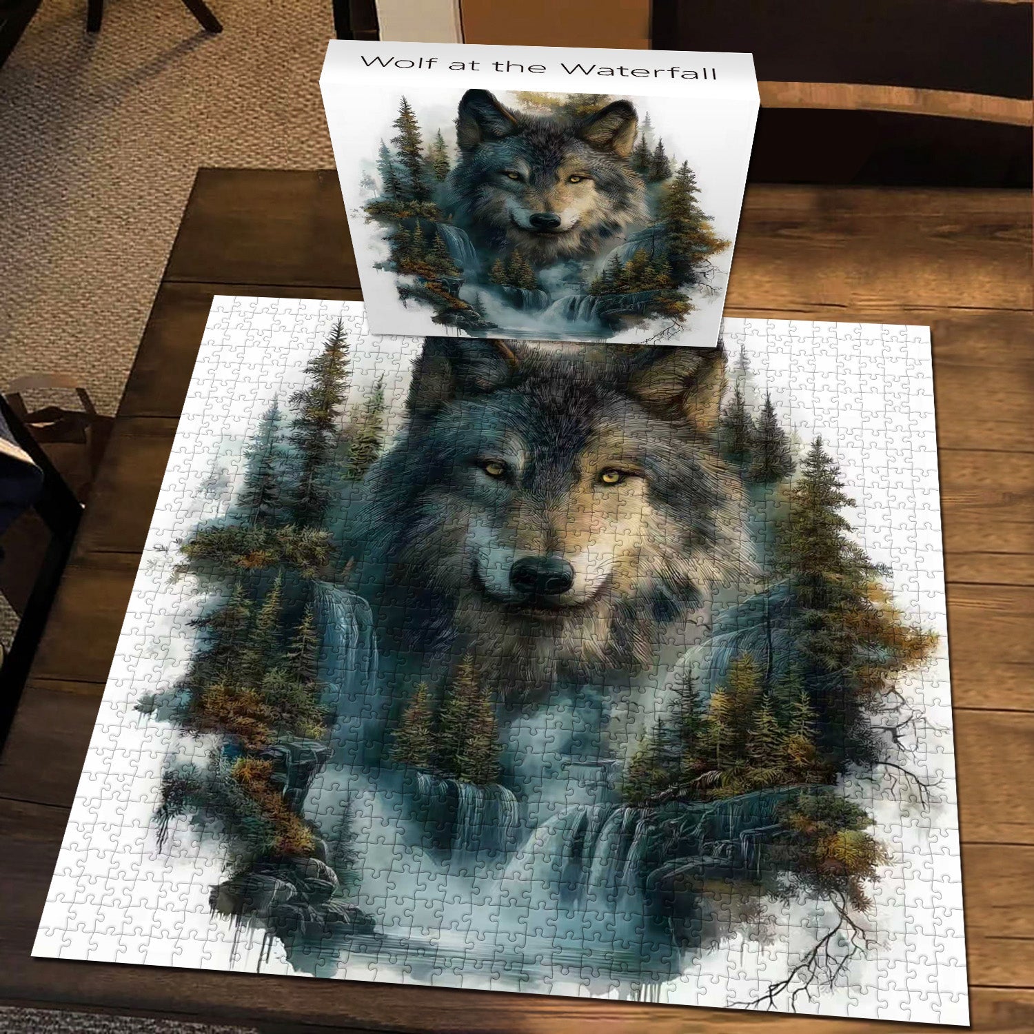 Wolf at the Waterfall Jigsaw Puzzle 1000 Pieces