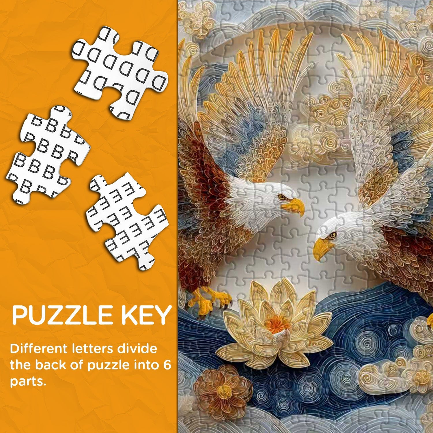 Quilled Twin Eagles Jigsaw Puzzle 1000 Pieces