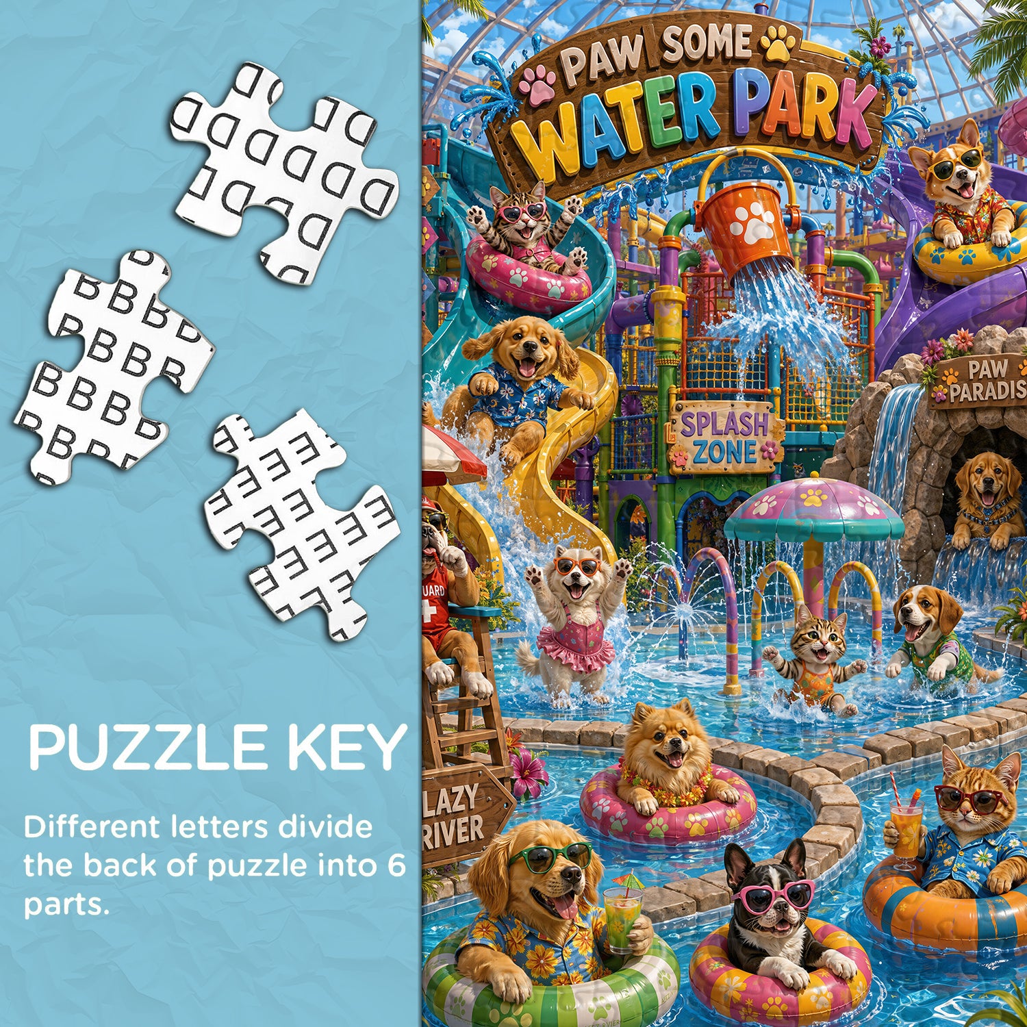 Cute Pet Water Park Jigsaw Puzzle 1000 Piece