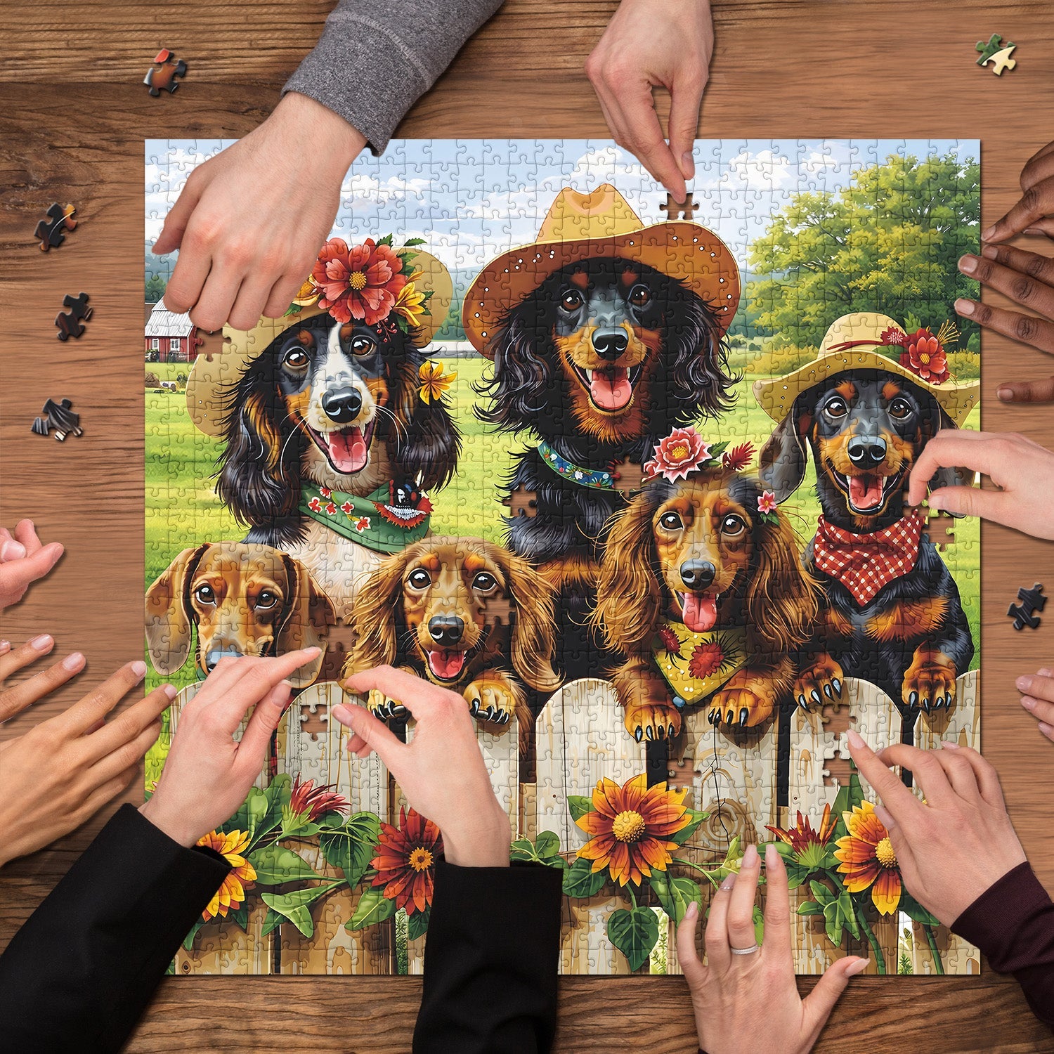 Puzzle Famille Teckel 1000 pièces