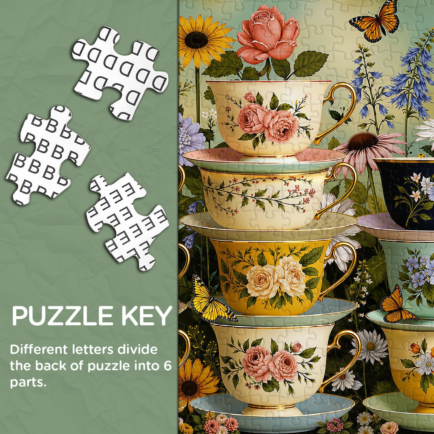 Floral Teacup Garden Jigsaw Puzzle 1000 Piece