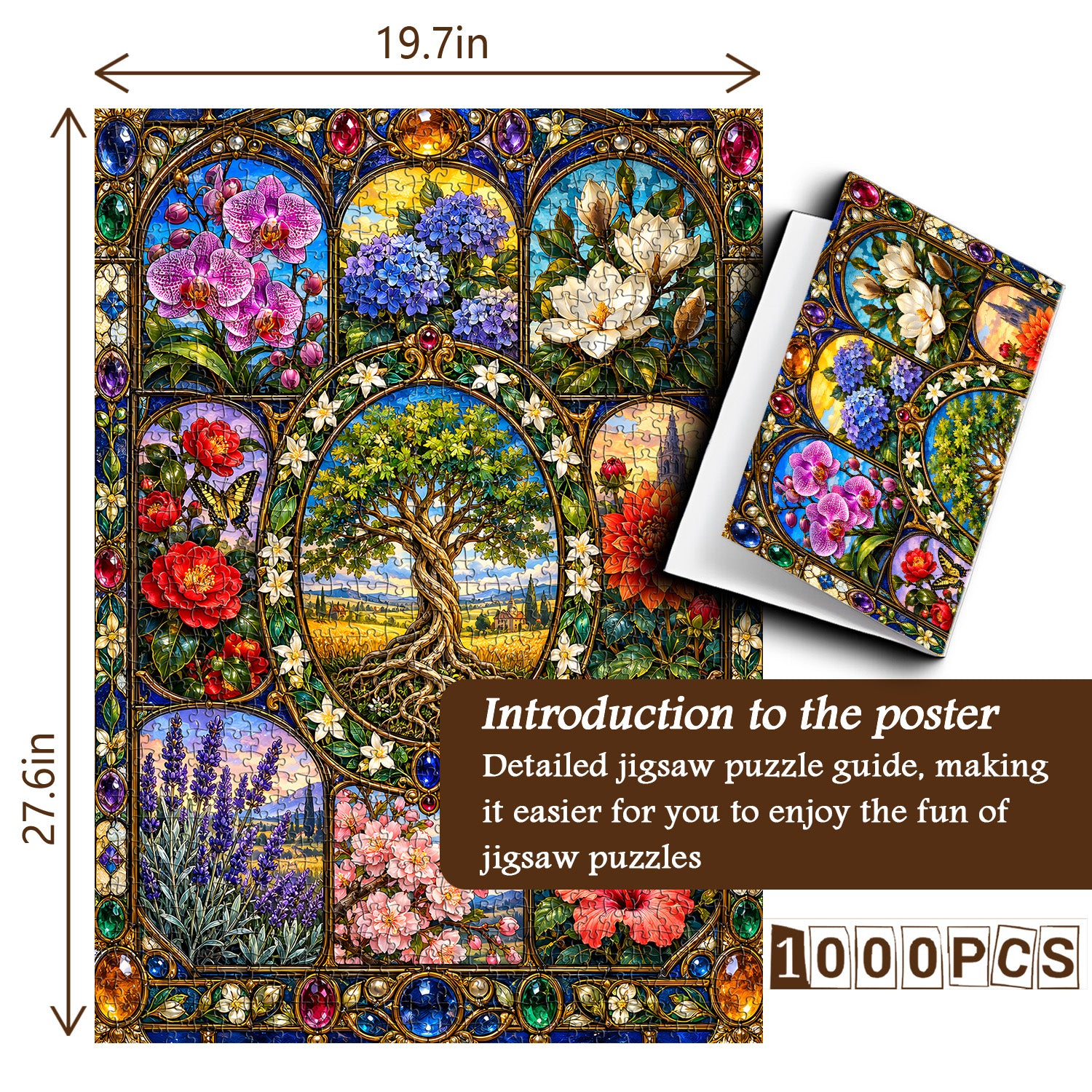 Stained Glass Bloom Jigsaw Puzzle 1000 Pieces