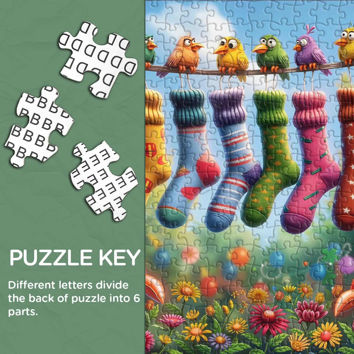 Rainbow Bird's Sock Party  Jigsaw Puzzle 1000 Pieces