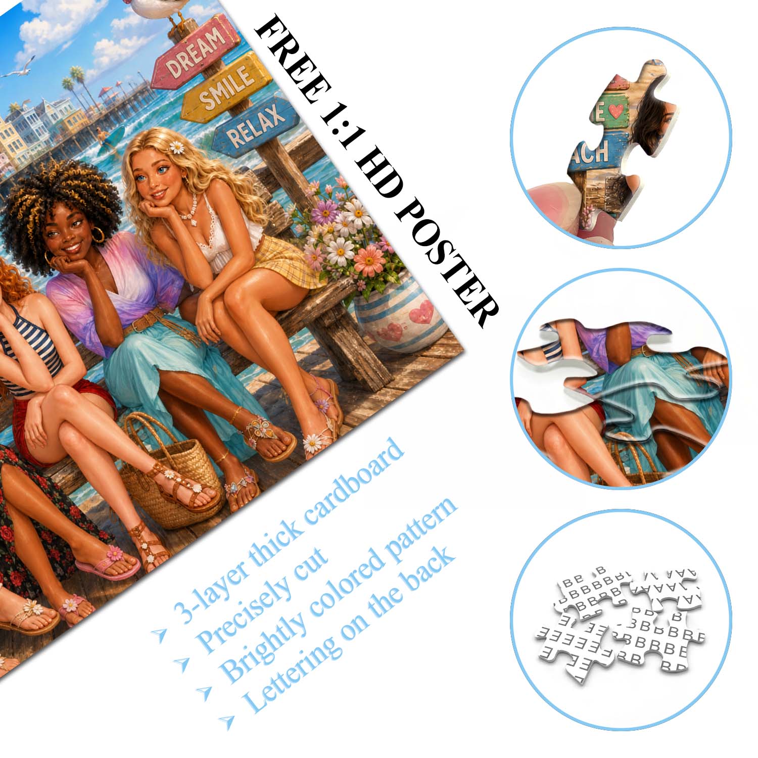 Girls' Coastal Getaway Jigsaw Puzzle 1000 Piece