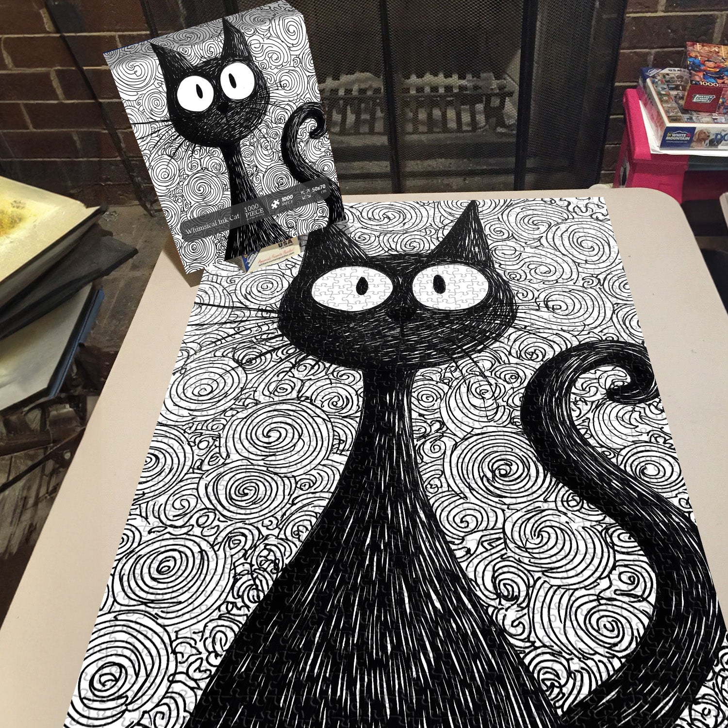 Puzzle chat à l'encre fantaisiste 1000 pièces