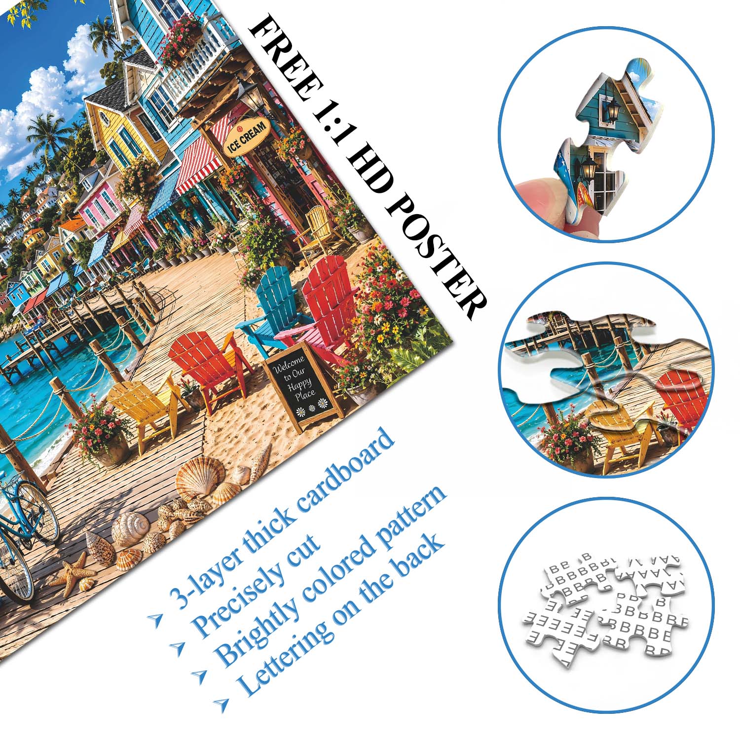 Colorful Coastal Town Jigsaw Puzzle 1000 Pieces