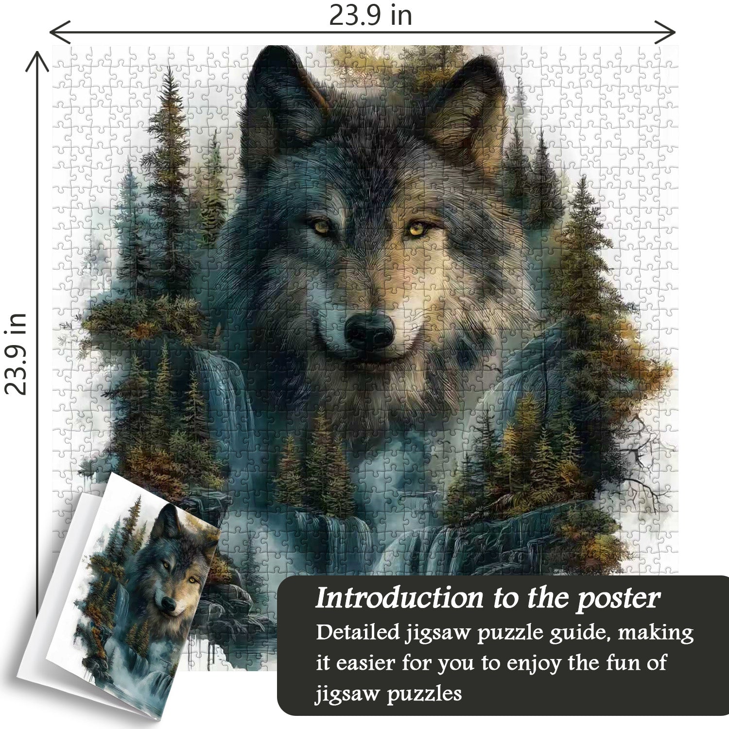 Wolf at the Waterfall Jigsaw Puzzle 1000 Pieces