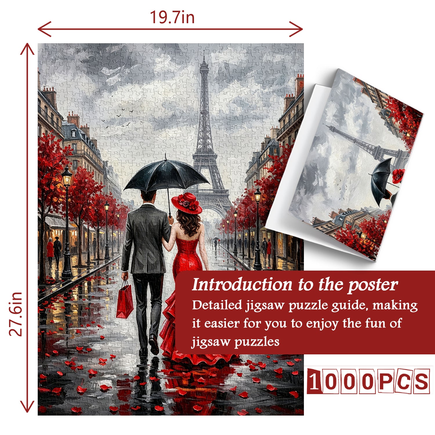 Parisian Rainy Romance Jigsaw Puzzle 1000 Piece