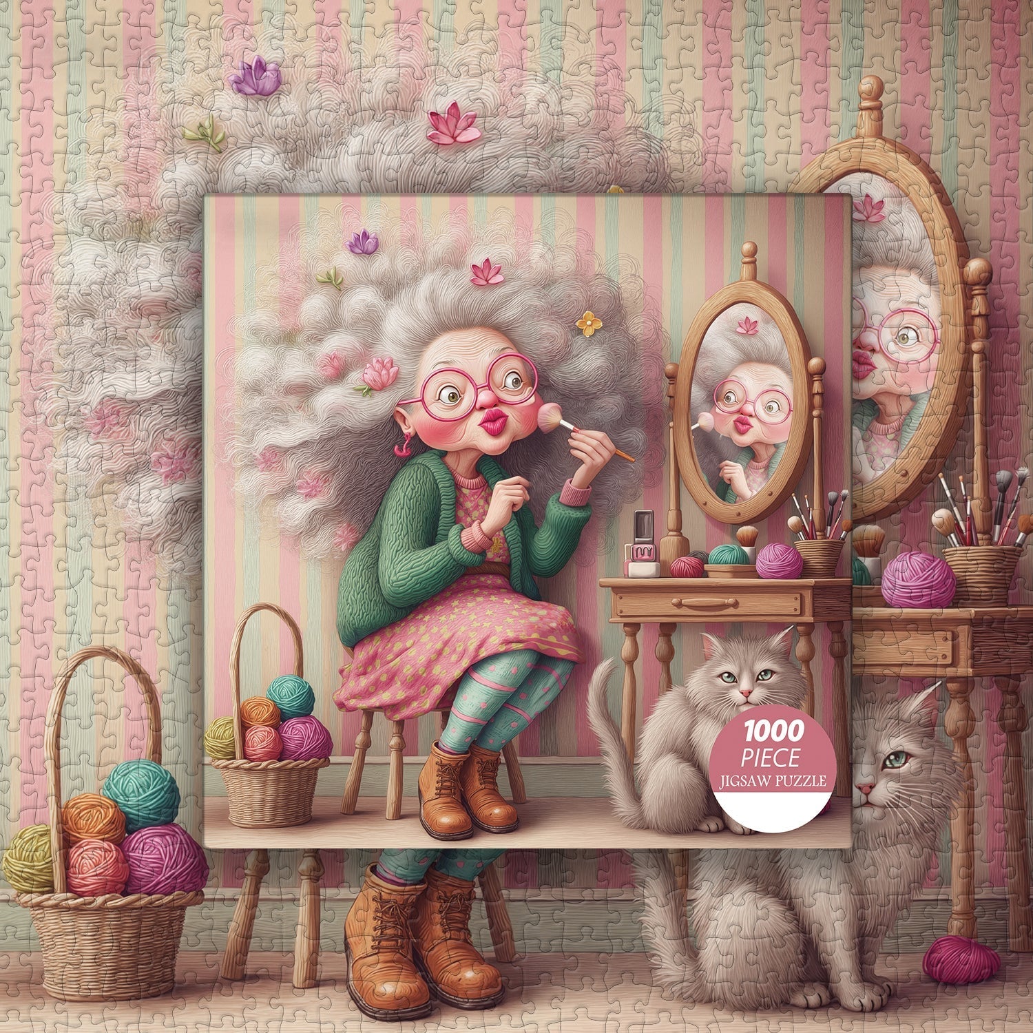 Flowery Grandma Jigsaw Puzzle 1000 Pieces