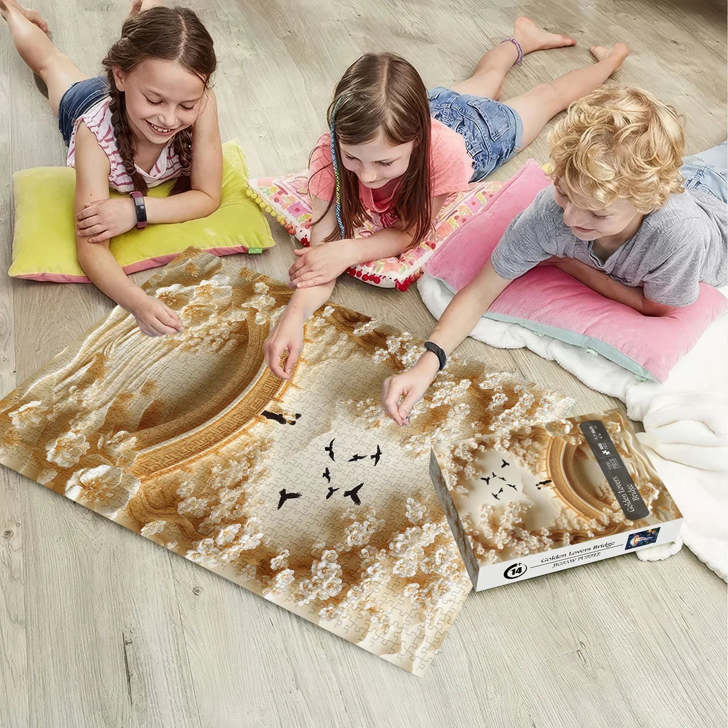 Golden Lovers Bridge Jigsaw Puzzle 1000 Pieces