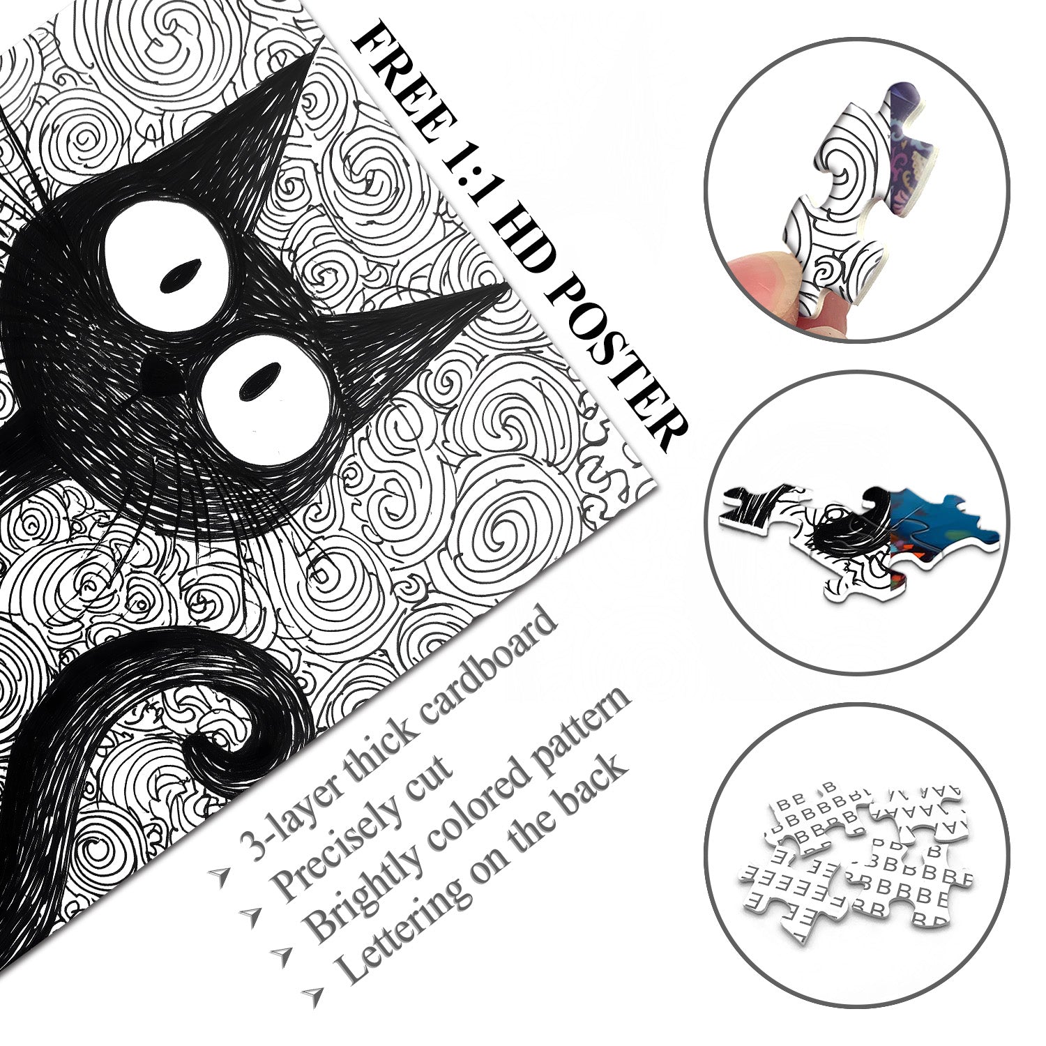 Puzzle chat à l'encre fantaisiste 1000 pièces