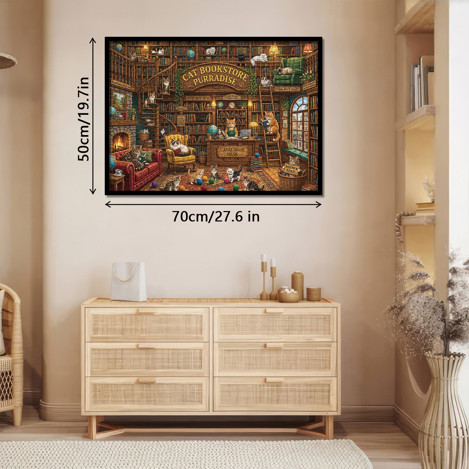 Vintage Cat Library Jigsaw Puzzle 1000 Piece