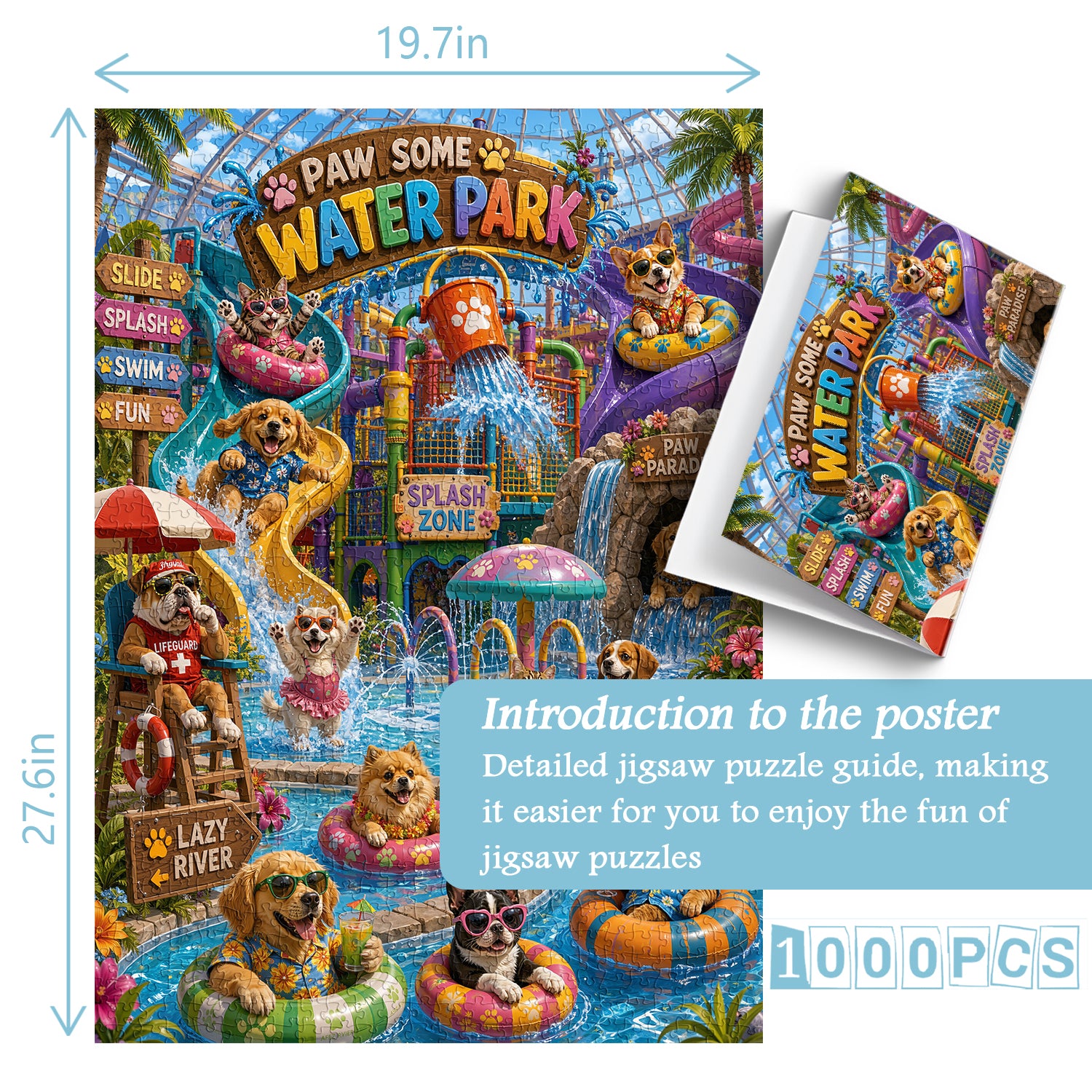 Cute Pet Water Park Jigsaw Puzzle 1000 Piece