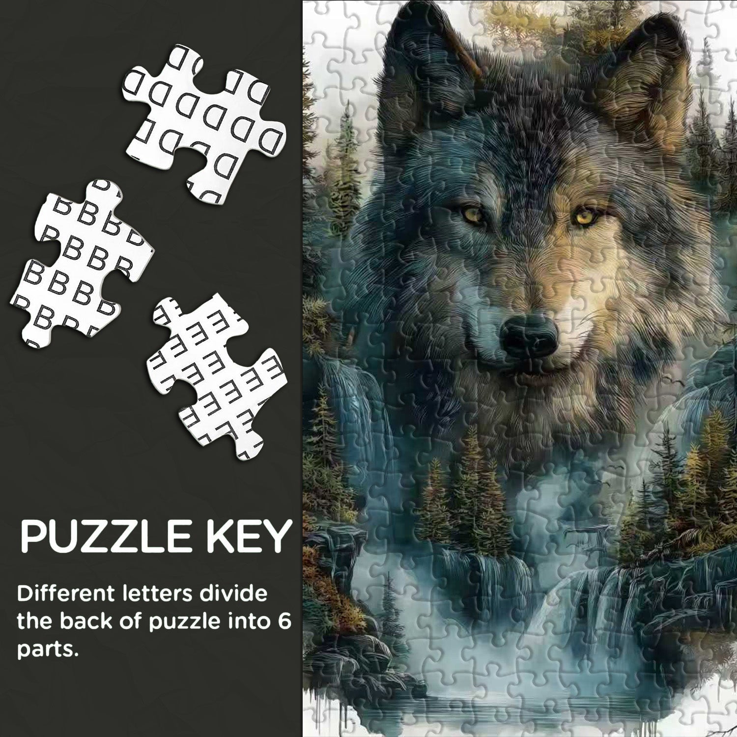 Wolf at the Waterfall Jigsaw Puzzle 1000 Pieces