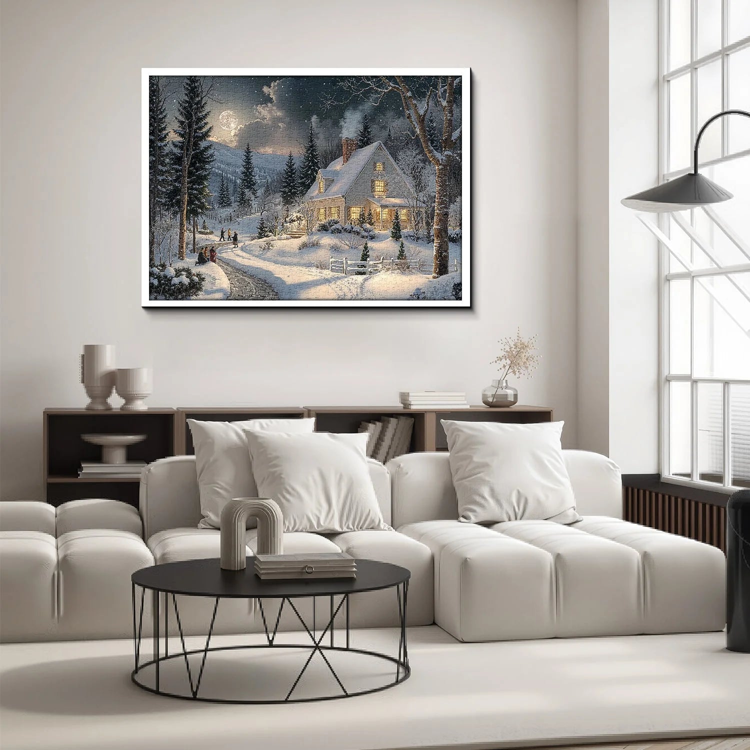 Moonlit Snowy Night Jigsaw Puzzle 1000 Pieces