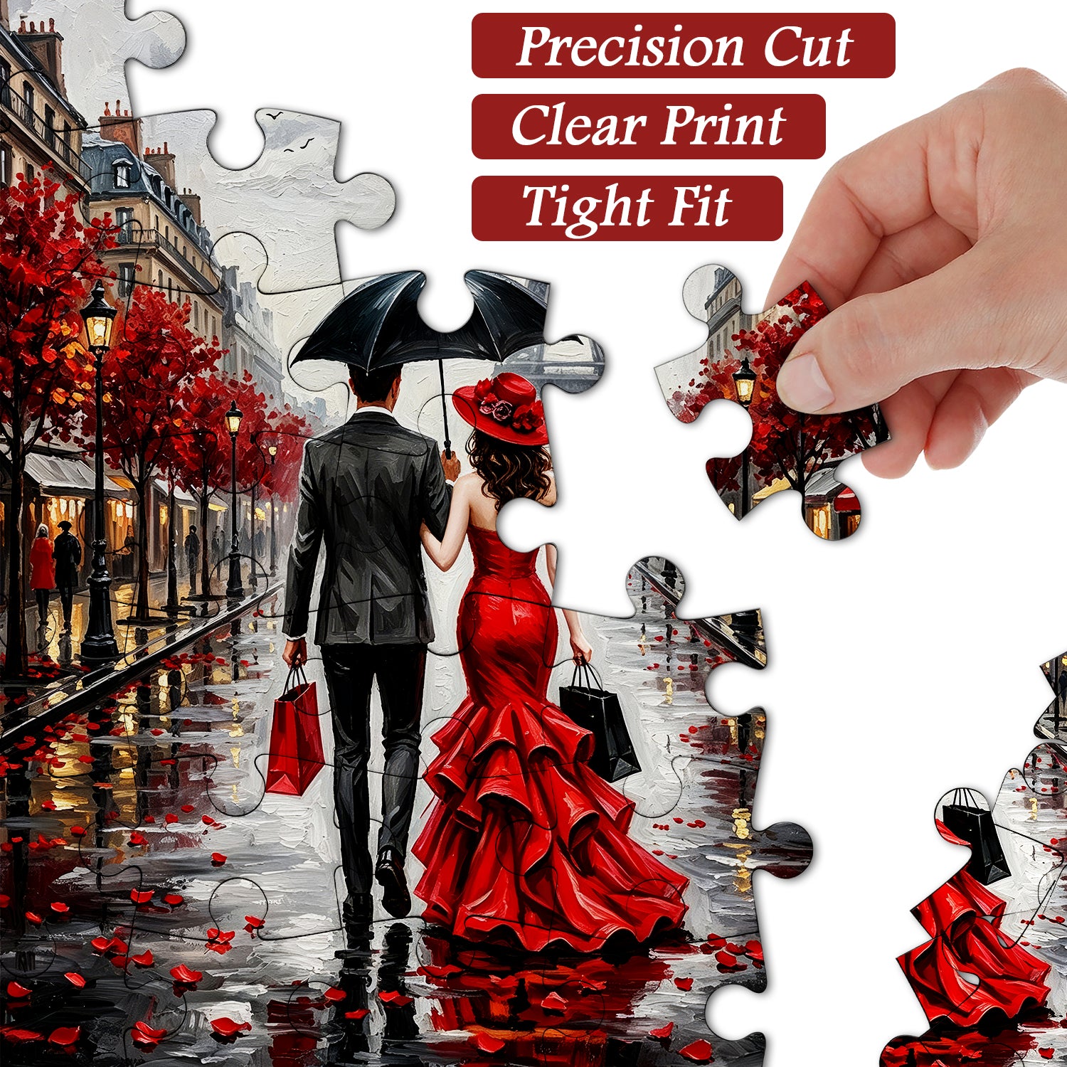 Parisian Rainy Romance Jigsaw Puzzle 1000 Piece