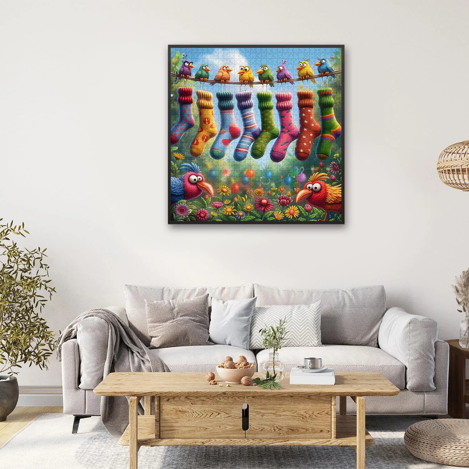 Rainbow Bird's Sock Party  Jigsaw Puzzle 1000 Pieces