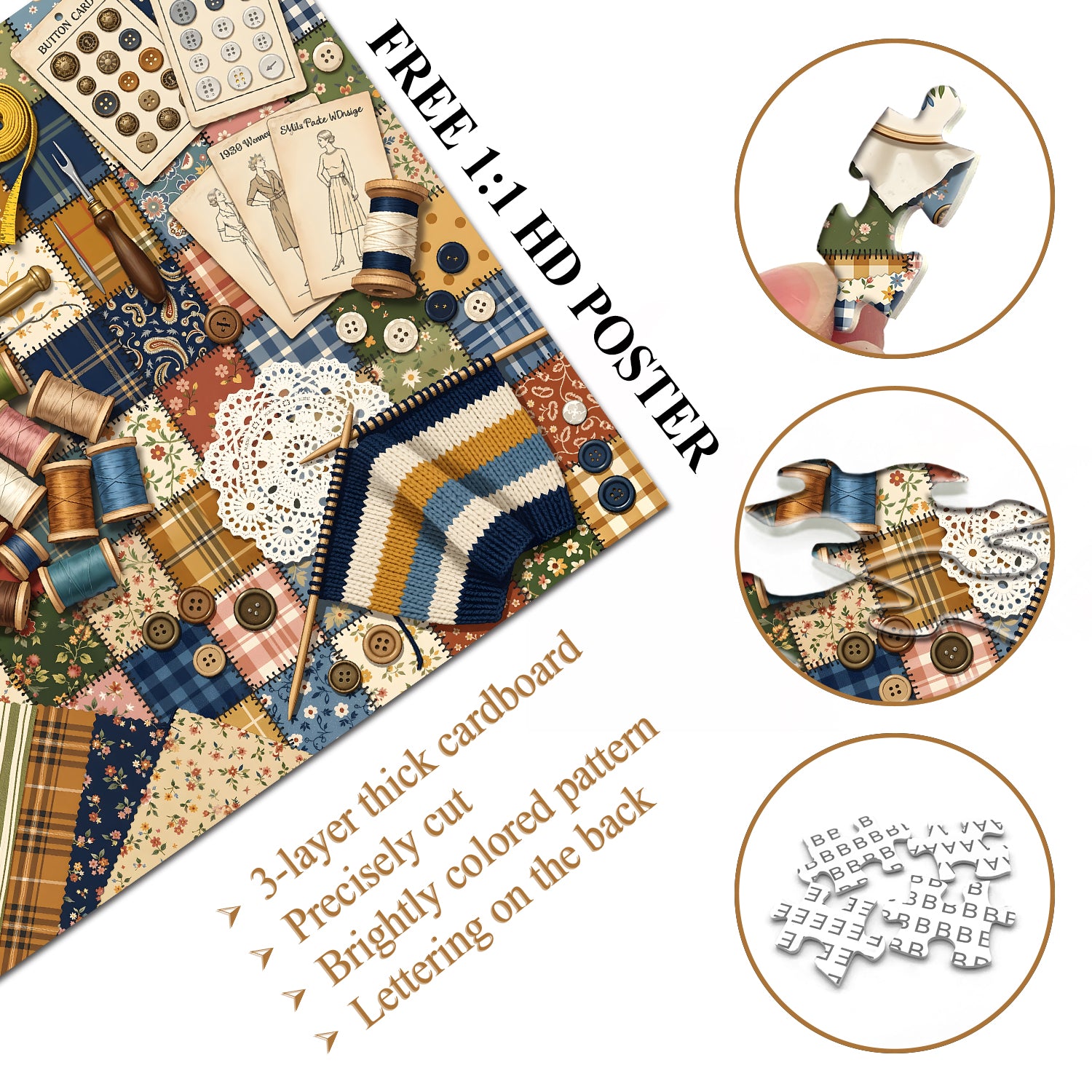 Retro Sewing Craft Jigsaw Puzzle 1000 Piece