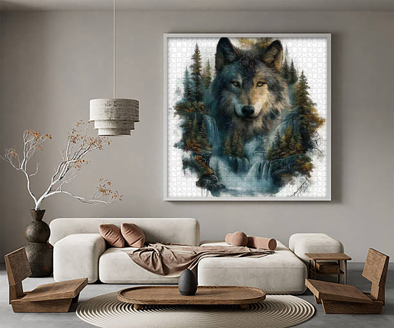 Wolf at the Waterfall Jigsaw Puzzle 1000 Pieces